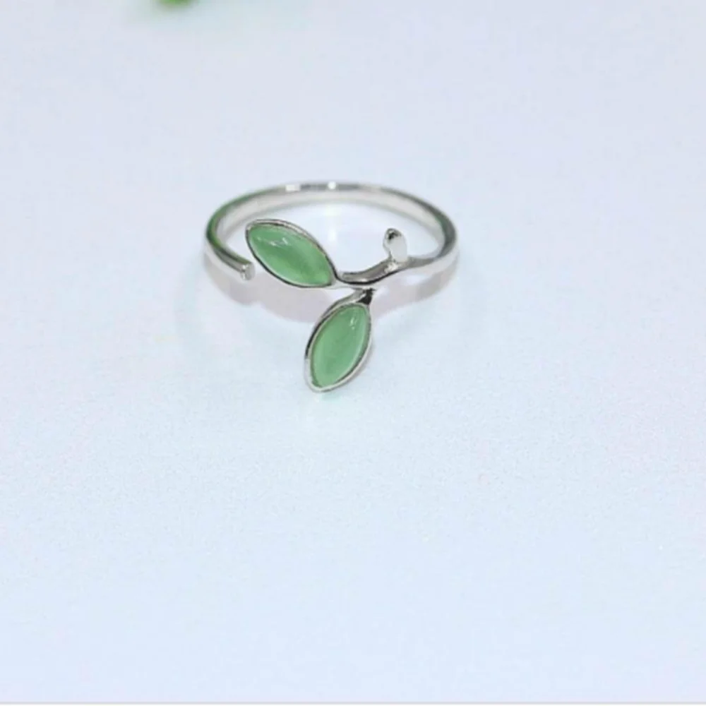 Frosted Green Opal Leaf Ring 2 Available